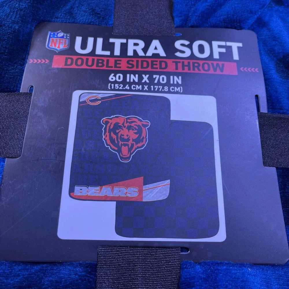 NFL Chicago Bears Throw Blanket Blue NEW Ultra Soft Double Sided 60x70 inches